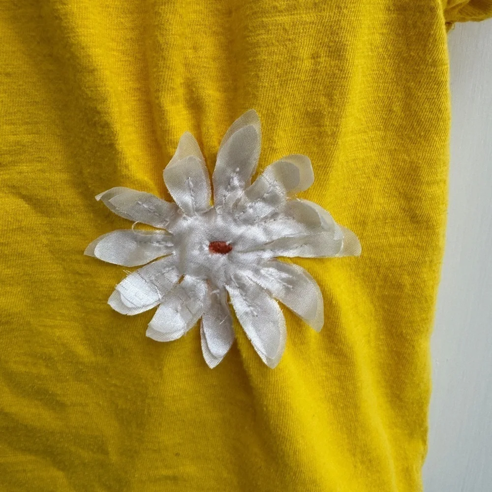 Genuine Kids Osh Kosh 3T Girls Yellow and White Flower Short Sleeve Blouse Top